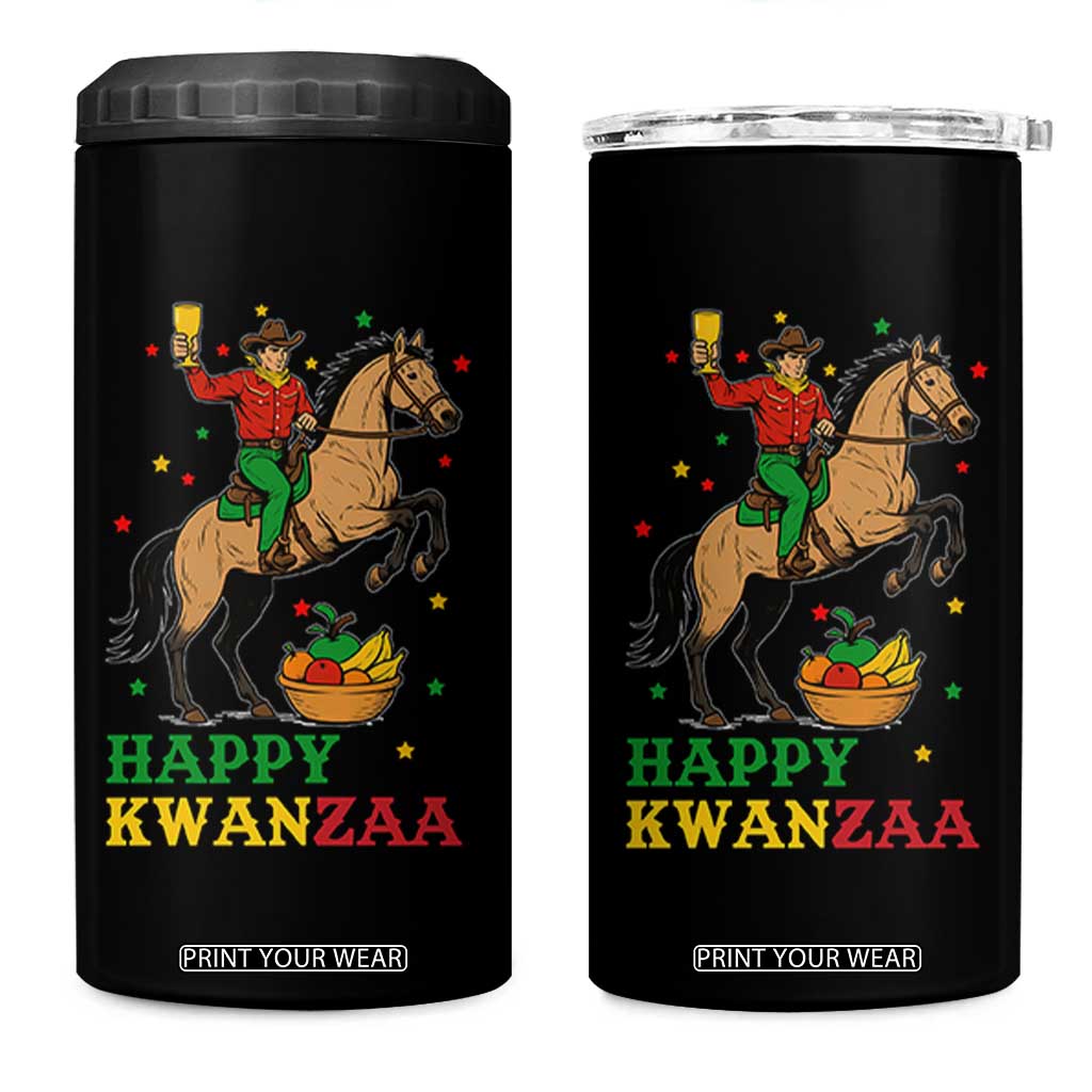 Happy Kwanzaa Cowboy 4 in 1 Can Cooler Tumbler Funny African Holiday Gift TS12 One Size: 16 oz Black Print Your Wear
