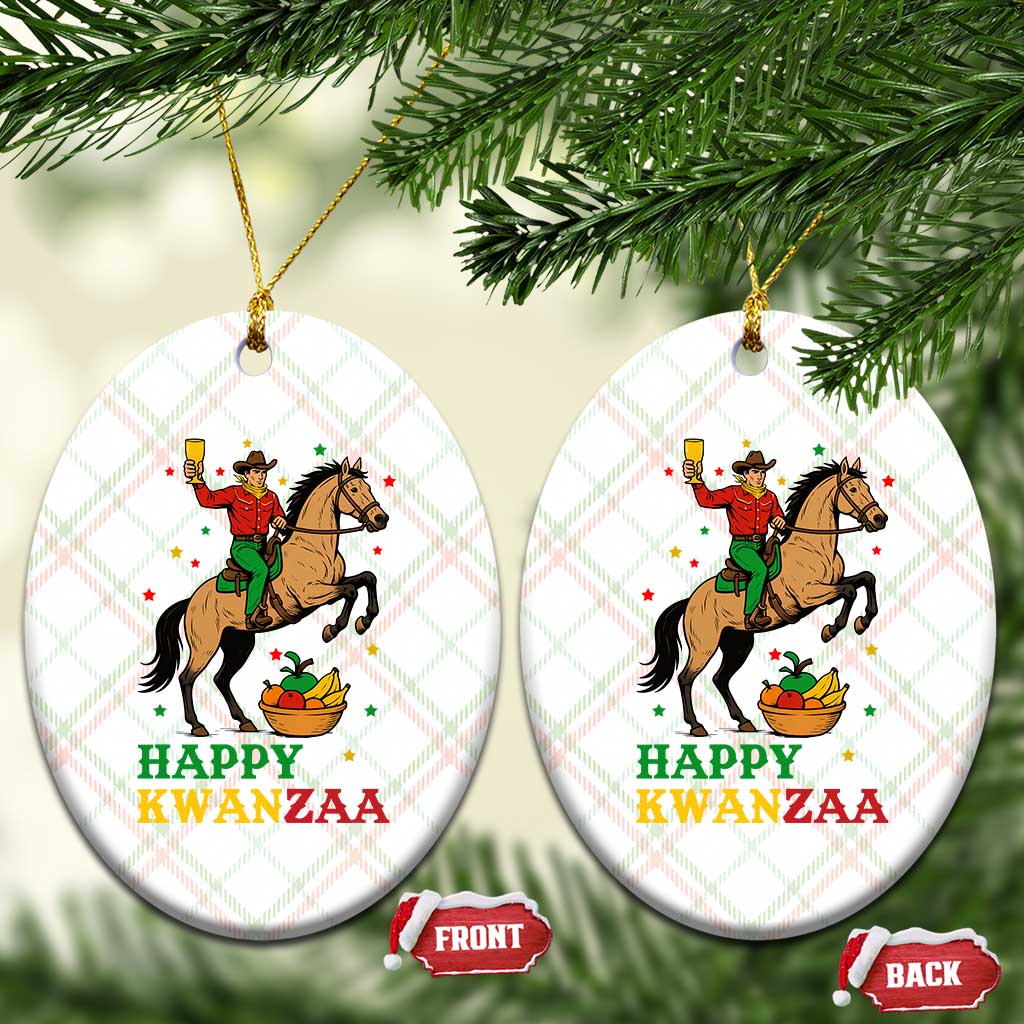 Happy Kwanzaa Cowboy Ceramic Ornament Funny African Holiday Gift - Print Your Wear