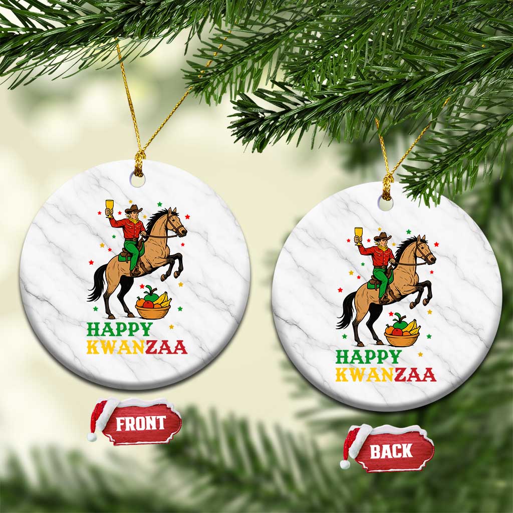 Happy Kwanzaa Cowboy Ceramic Ornament Funny African Holiday Gift - Print Your Wear