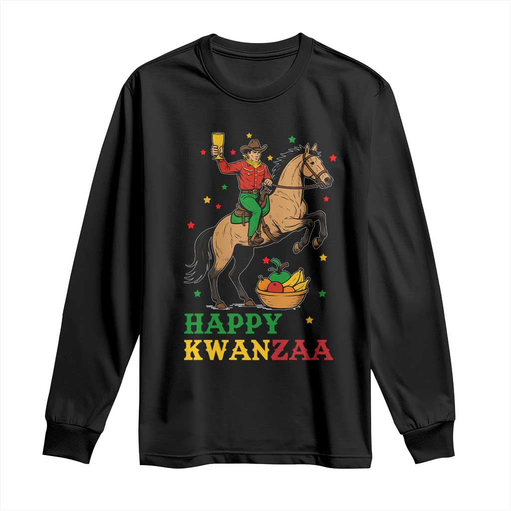 Happy Kwanzaa Cowboy Long Sleeve Shirt Funny African Holiday Gift - Print Your Wear