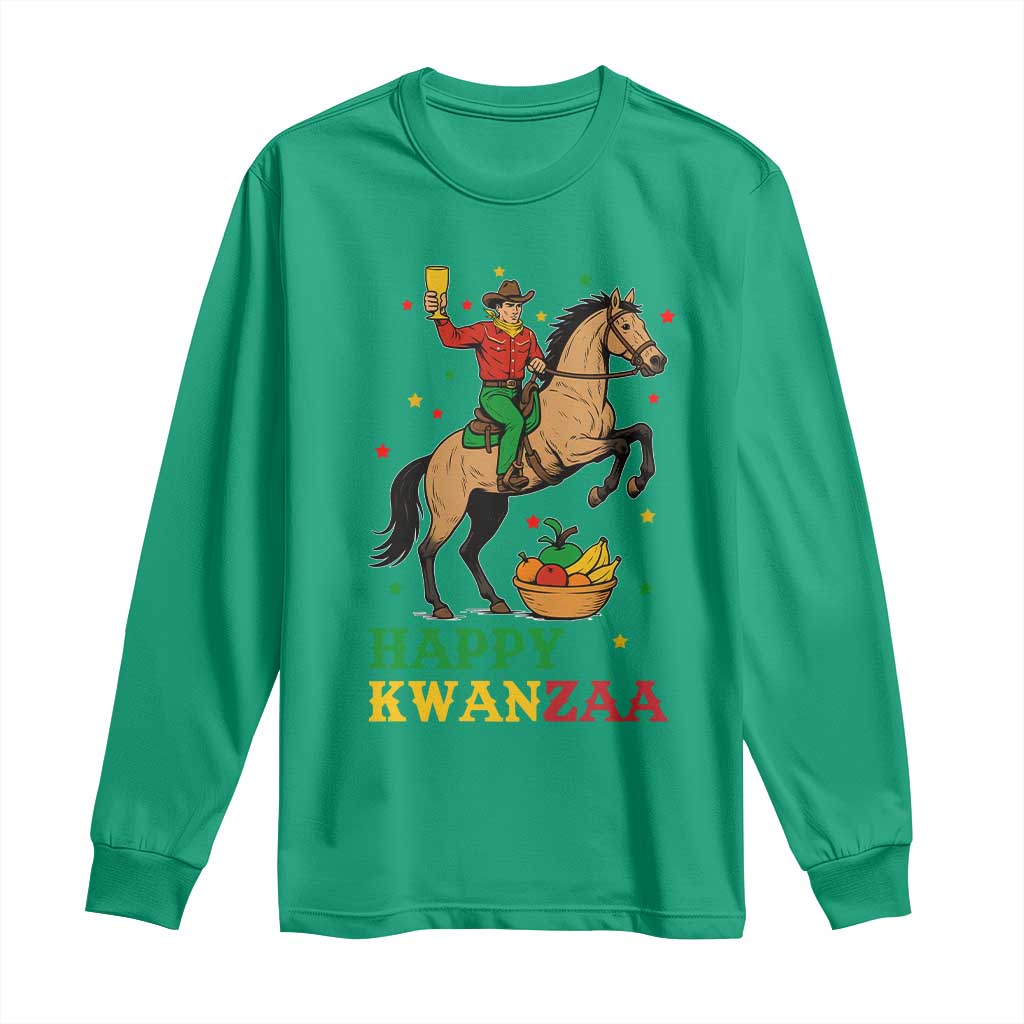 Happy Kwanzaa Cowboy Long Sleeve Shirt Funny African Holiday Gift - Print Your Wear
