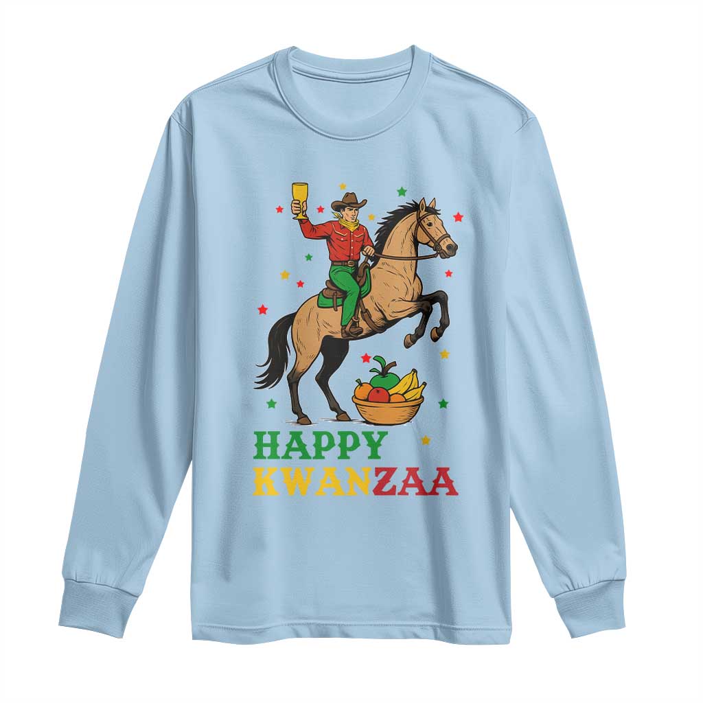 Happy Kwanzaa Cowboy Long Sleeve Shirt Funny African Holiday Gift TS12 Light Blue Print Your Wear