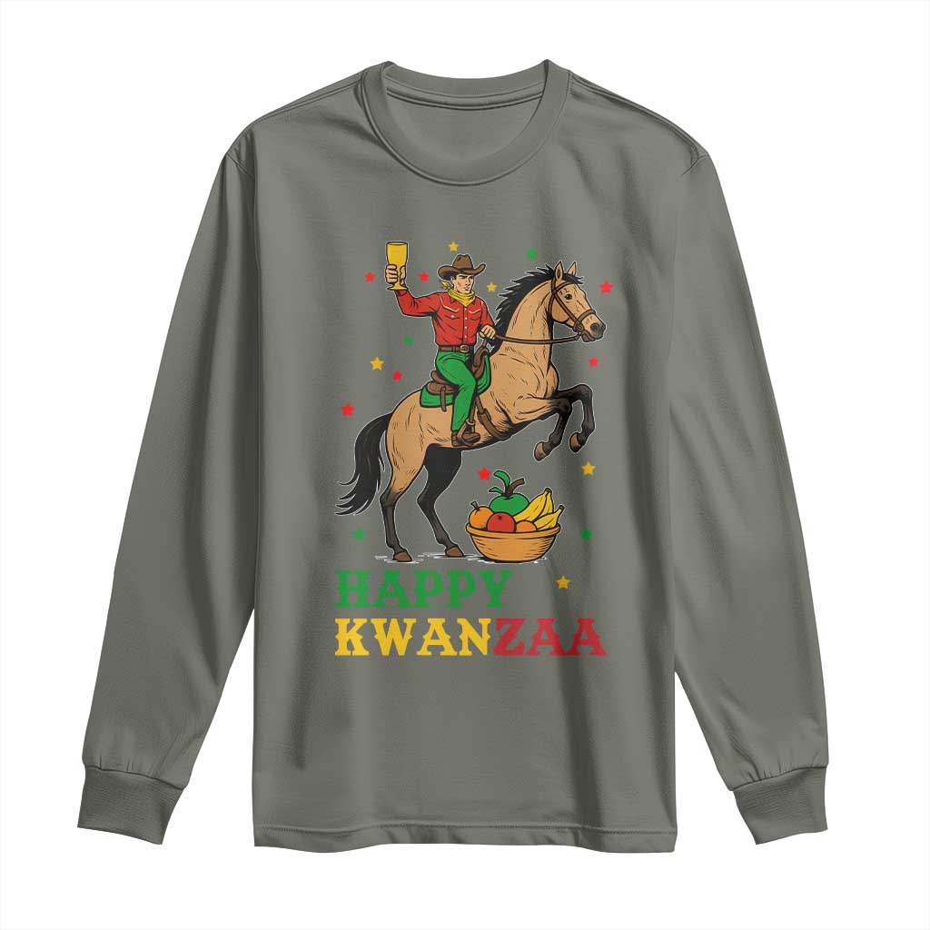 Happy Kwanzaa Cowboy Long Sleeve Shirt Funny African Holiday Gift TS12 Military Green Print Your Wear