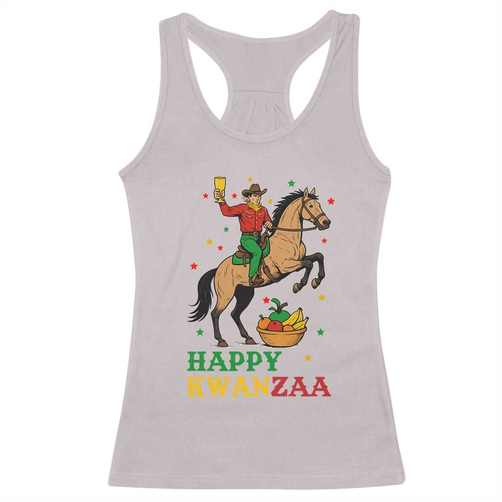 Happy Kwanzaa Cowboy Racerback Tank Top Funny African Holiday Gift TS12 Ice Gray Print Your Wear