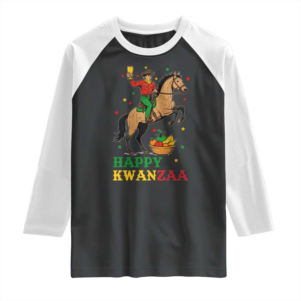 Happy Kwanzaa Cowboy Raglan Shirt Funny African Holiday Gift TS12 Black White Print Your Wear