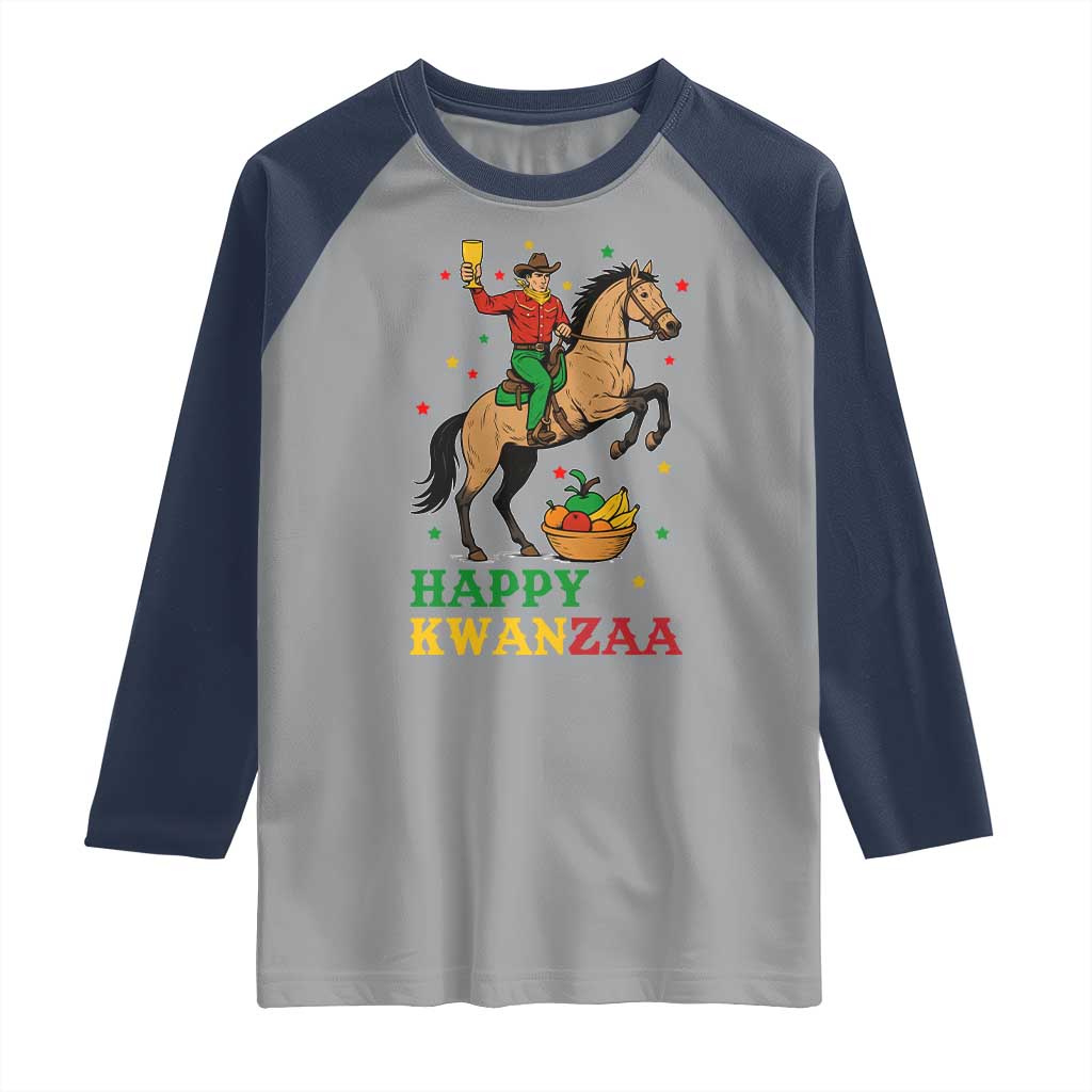 Happy Kwanzaa Cowboy Raglan Shirt Funny African Holiday Gift TS12 Sport Gray Navy Print Your Wear