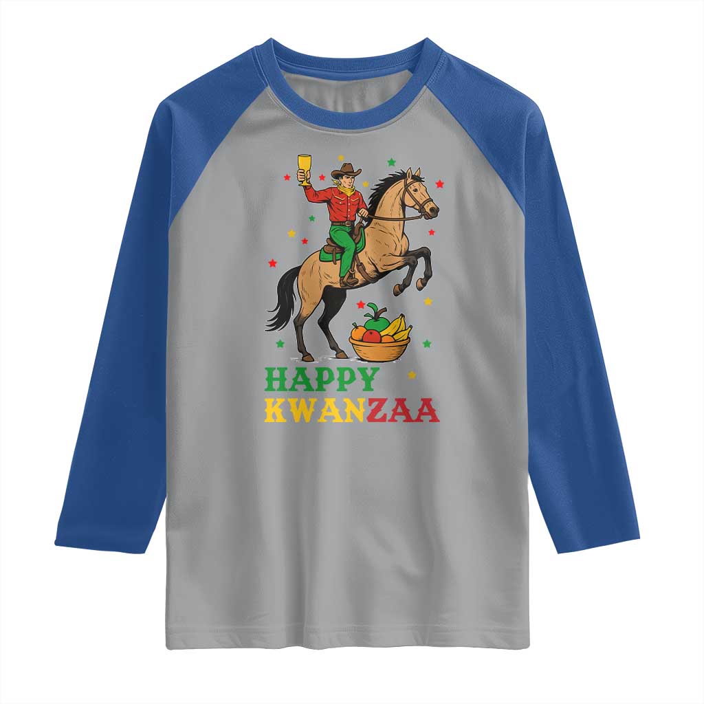Happy Kwanzaa Cowboy Raglan Shirt Funny African Holiday Gift - Print Your Wear