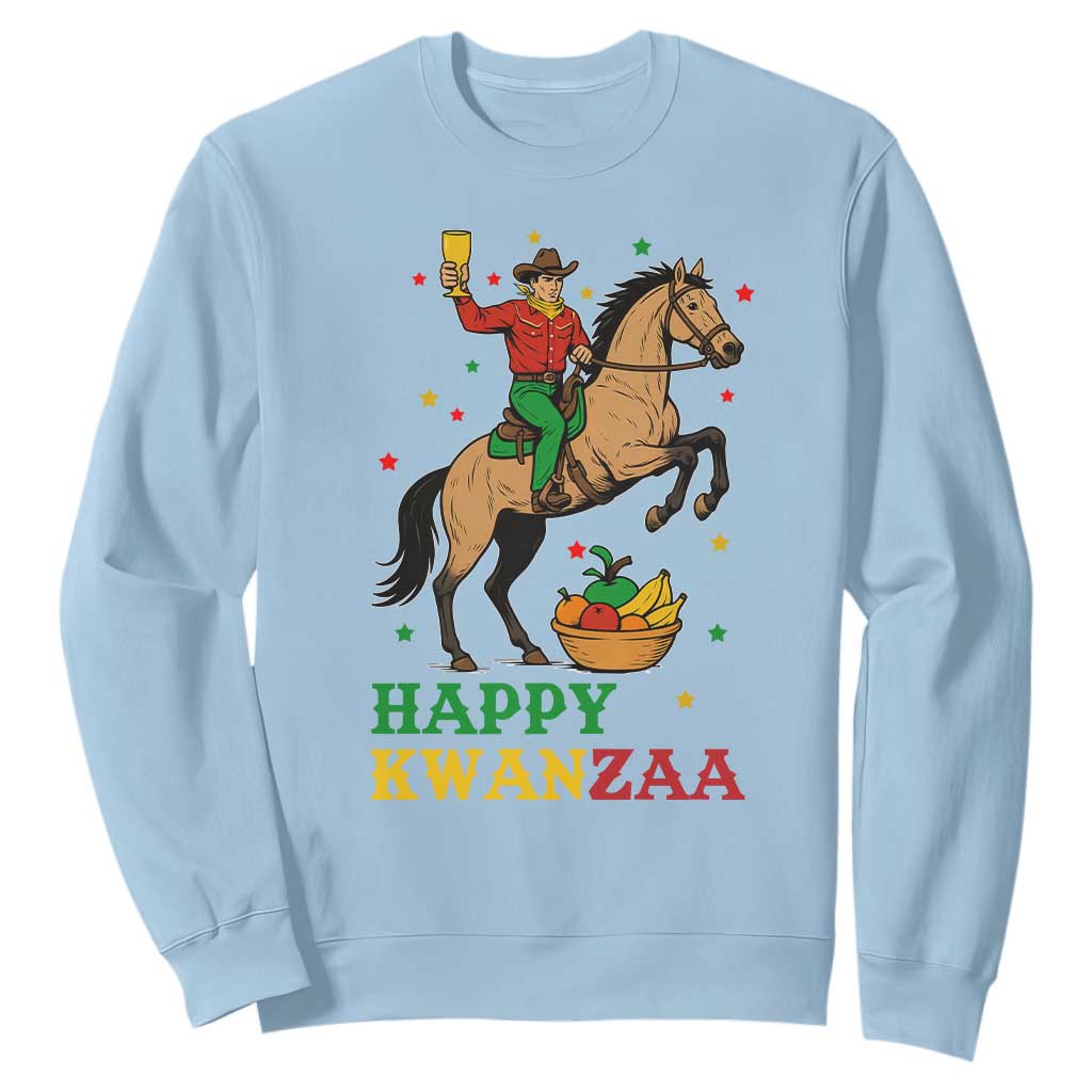 Happy Kwanzaa Cowboy Sweatshirt Funny African Holiday Gift TS12 Light Blue Print Your Wear