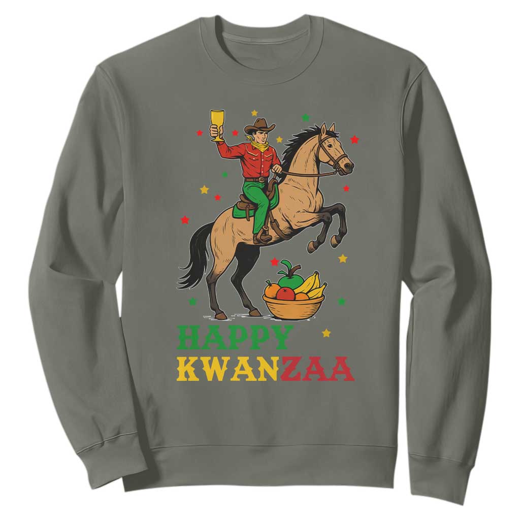 Happy Kwanzaa Cowboy Sweatshirt Funny African Holiday Gift TS12 Military Green Print Your Wear
