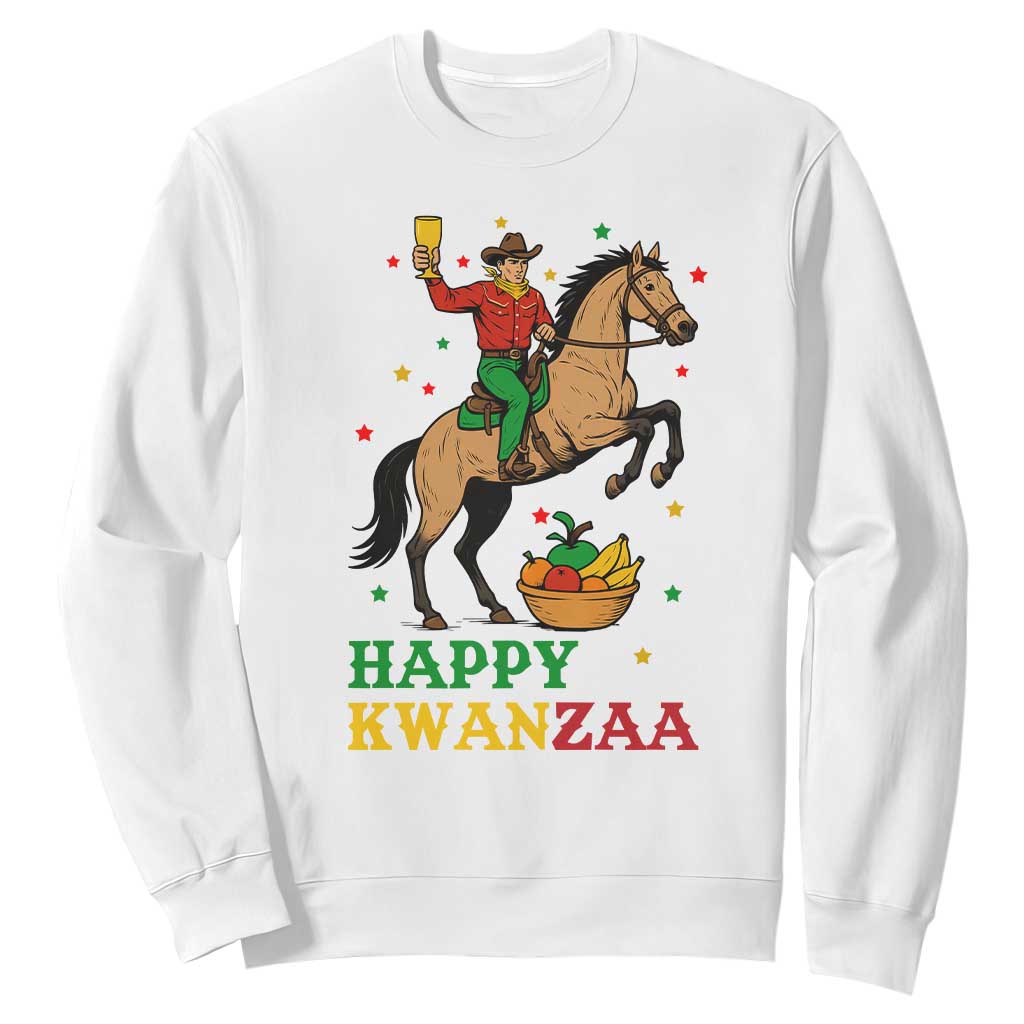 Happy Kwanzaa Cowboy Sweatshirt Funny African Holiday Gift TS12 White Print Your Wear