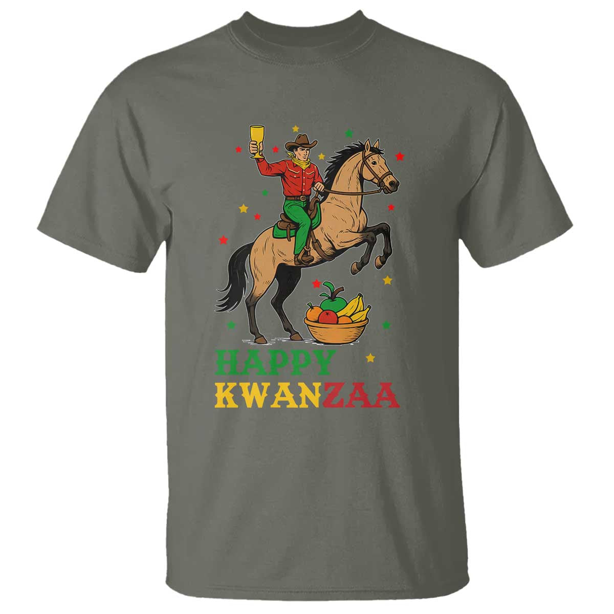 Happy Kwanzaa Cowboy T Shirt Funny African Holiday Gift TS12 Military Green Print Your Wear