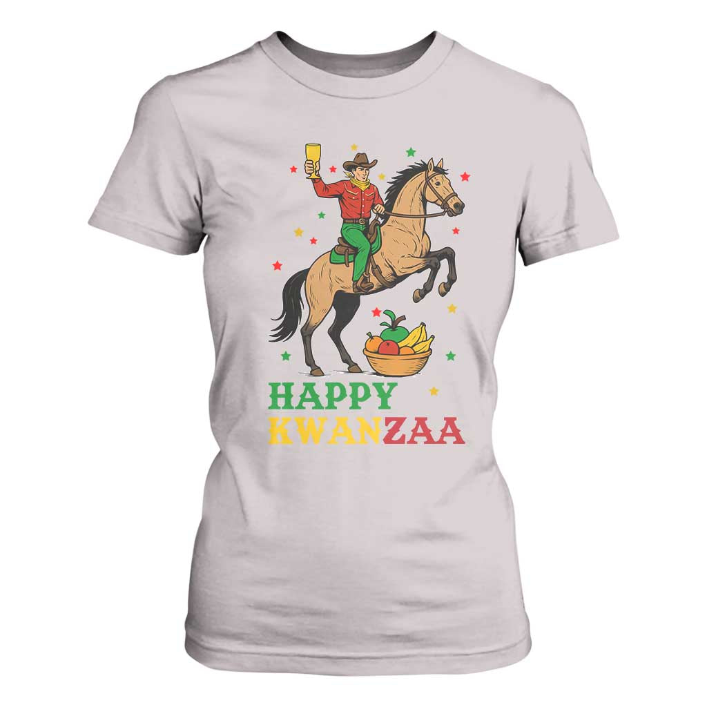 Happy Kwanzaa Cowboy T Shirt For Women Funny African Holiday Gift TS12 Ice Gray Print Your Wear