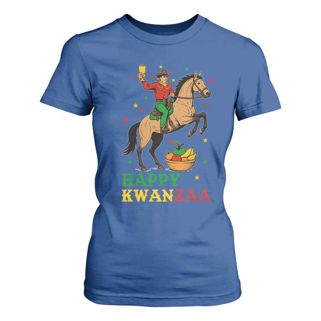 Happy Kwanzaa Cowboy T Shirt For Women Funny African Holiday Gift TS12 Royal Blue Print Your Wear