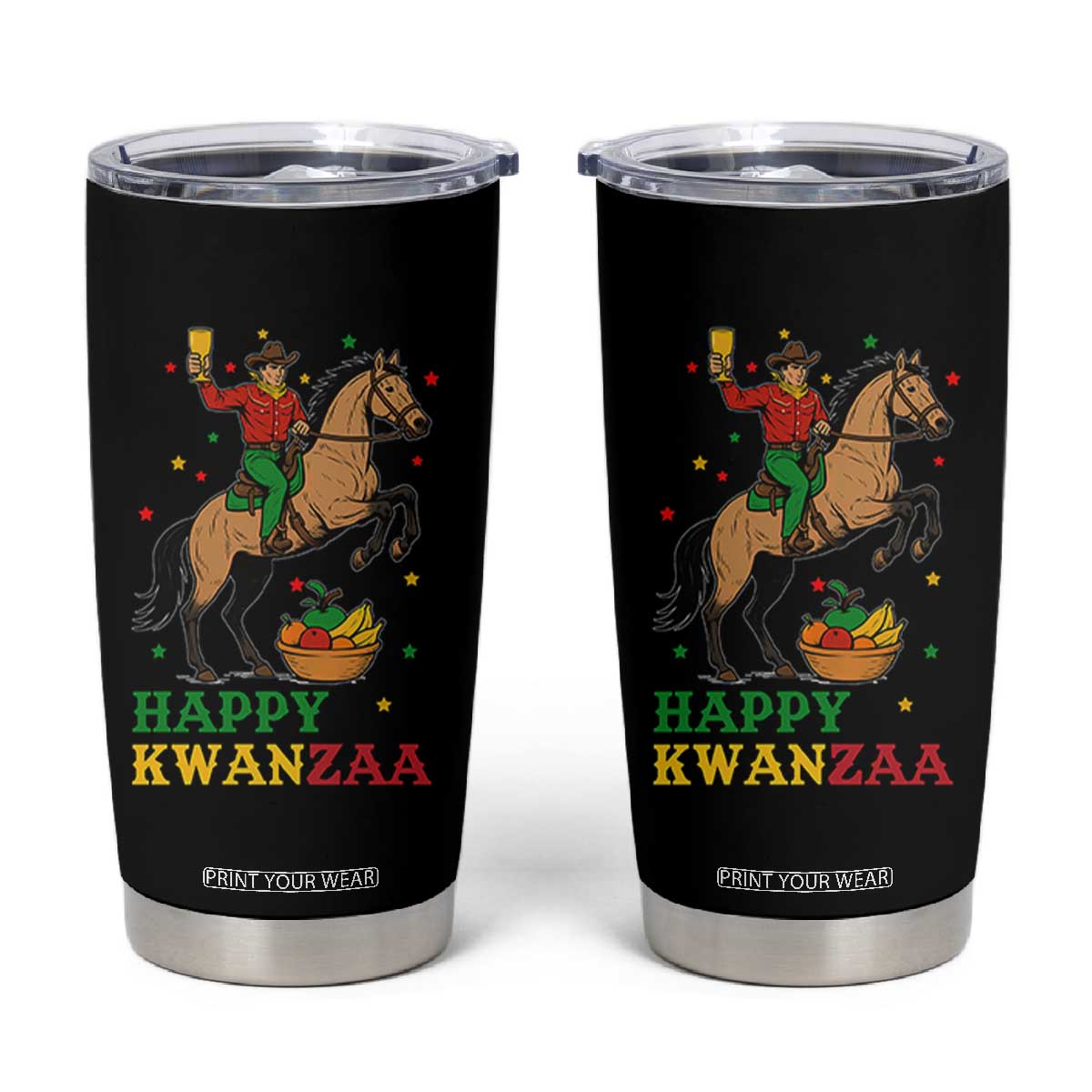 Happy Kwanzaa Cowboy Tumbler Cup Funny African Holiday Gift - Print Your Wear