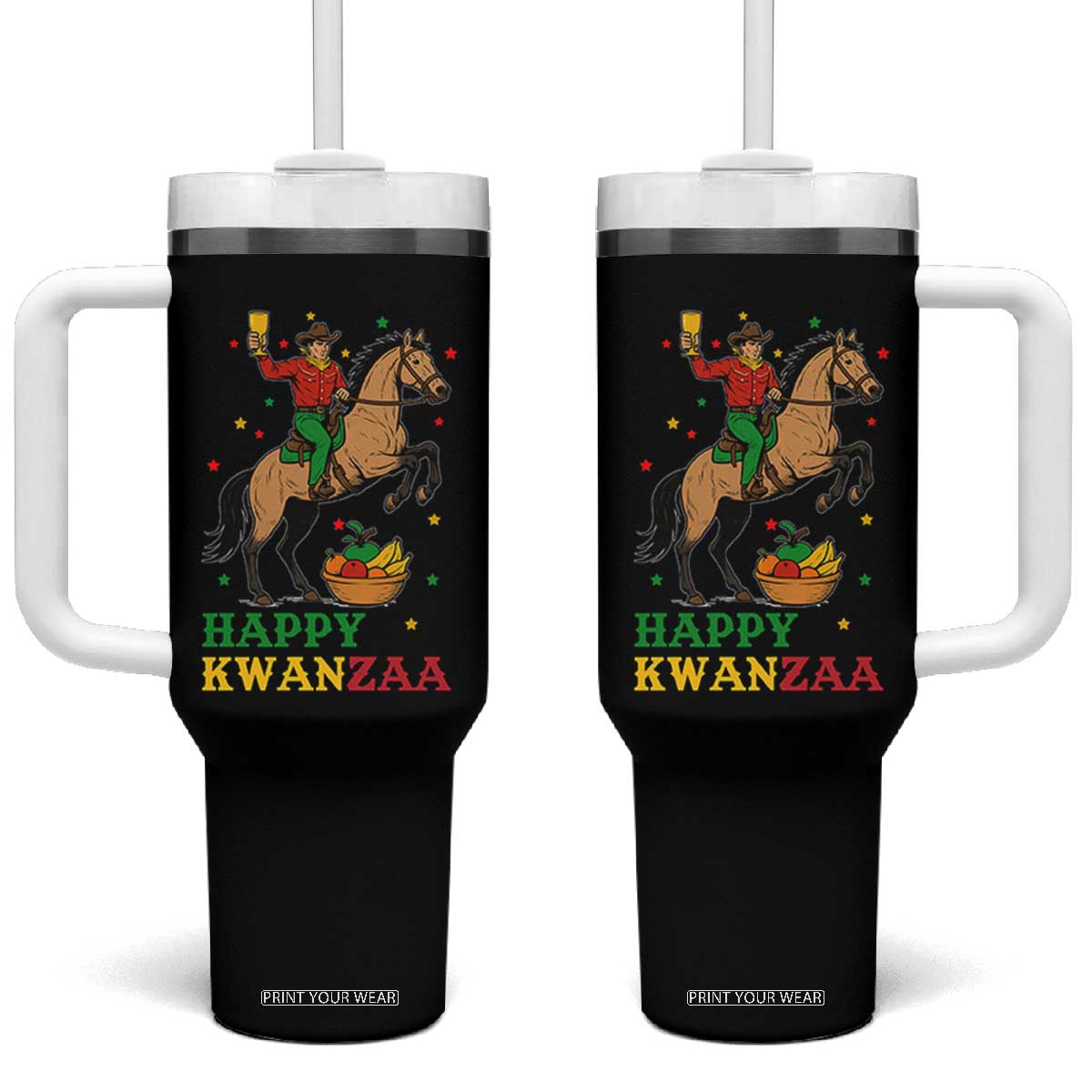 Happy Kwanzaa Cowboy Tumbler With Handle Funny African Holiday Gift - Print Your Wear