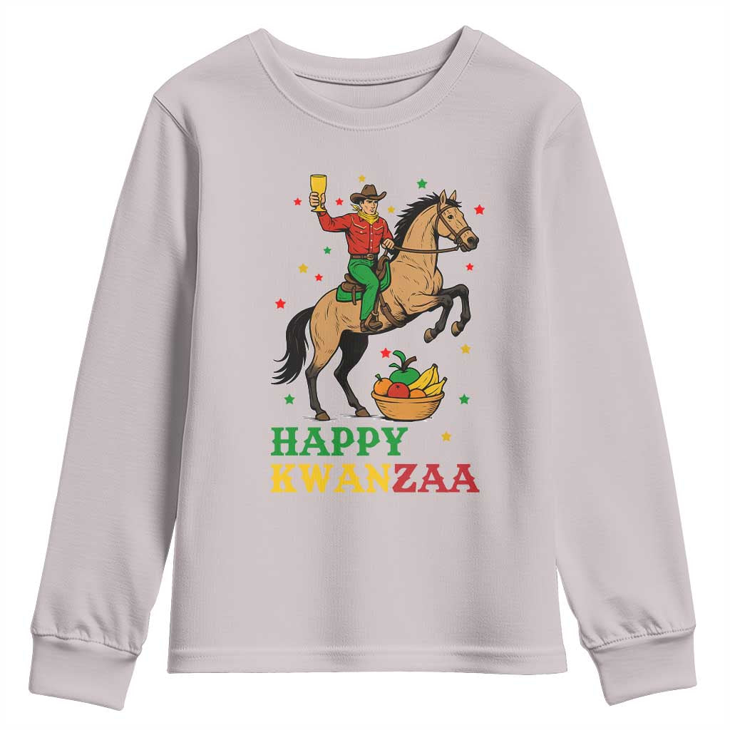 Happy Kwanzaa Cowboy Youth Sweatshirt Funny African Holiday Gift TS12 Ice Gray Print Your Wear