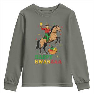 Happy Kwanzaa Cowboy Youth Sweatshirt Funny African Holiday Gift TS12 Military Green Print Your Wear