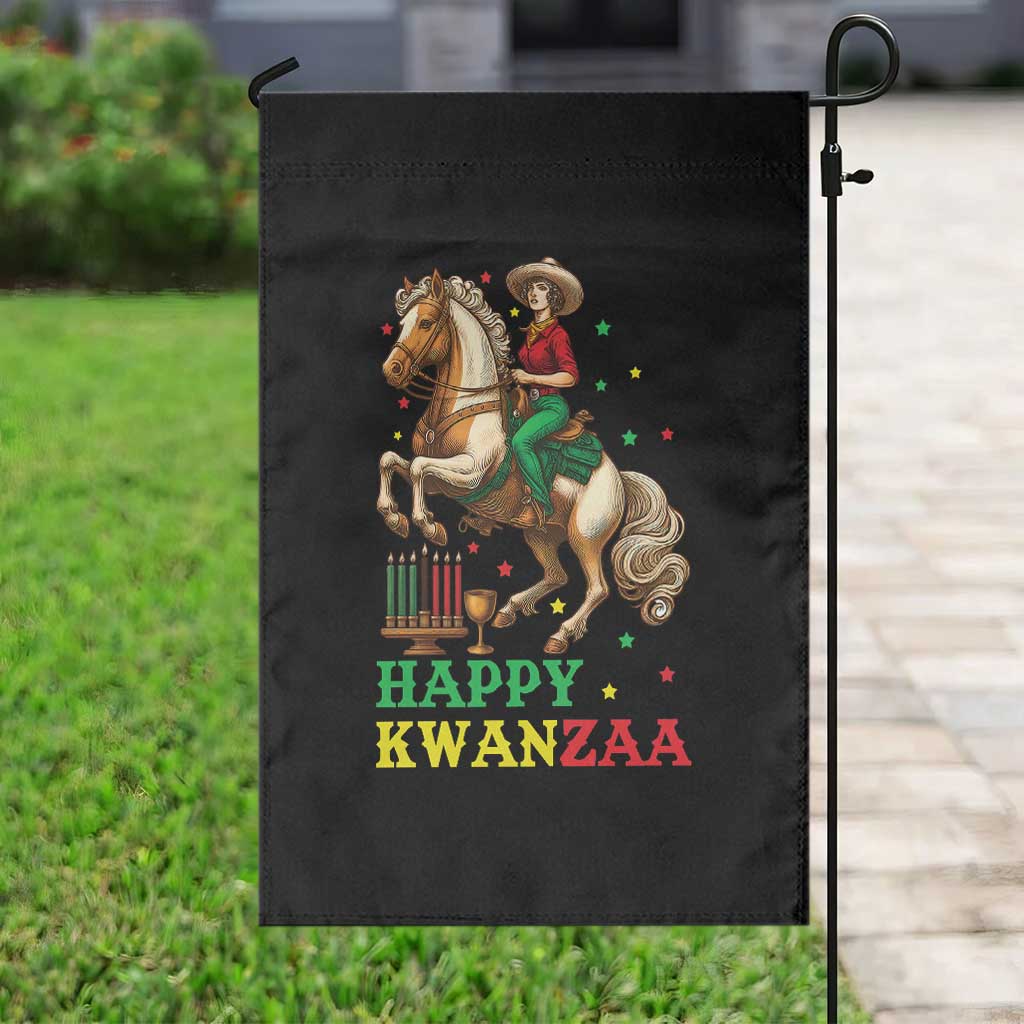 Happy Kwanzaa Cowgirl Garden Flag Funny African American Festival Gift - Print Your Wear