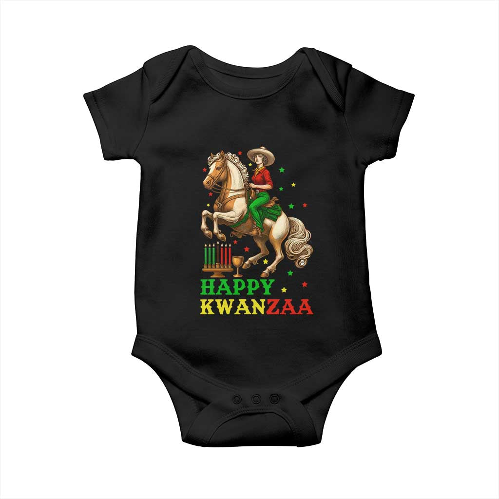 Happy Kwanzaa Cowgirl Baby Onesie Funny African American Festival Gift TS12 Black Print Your Wear