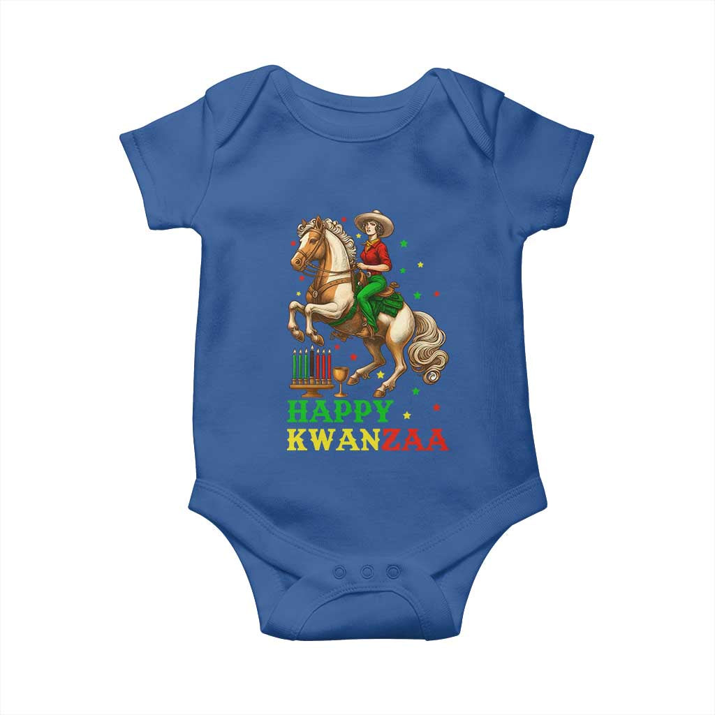 Happy Kwanzaa Cowgirl Baby Onesie Funny African American Festival Gift TS12 Royal Blue Print Your Wear