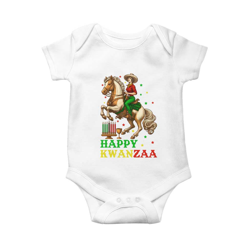 Happy Kwanzaa Cowgirl Baby Onesie Funny African American Festival Gift TS12 White Print Your Wear