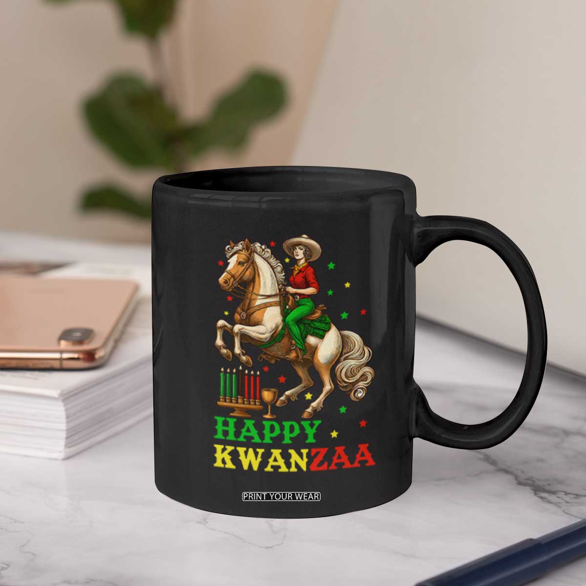 Happy Kwanzaa Cowgirl Coffee Mug Funny African American Festival Gift - Print Your Wear