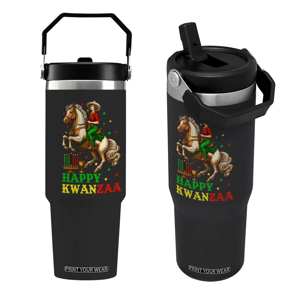 Happy Kwanzaa Cowgirl Flip Straw Tumbler Funny African American Festival Gift - Print Your Wear