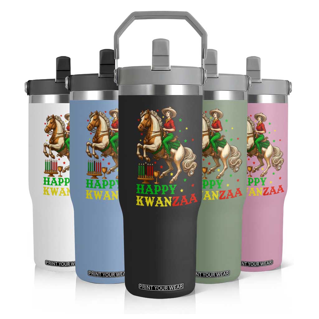 Happy Kwanzaa Cowgirl Flip Straw Tumbler Funny African American Festival Gift - Print Your Wear