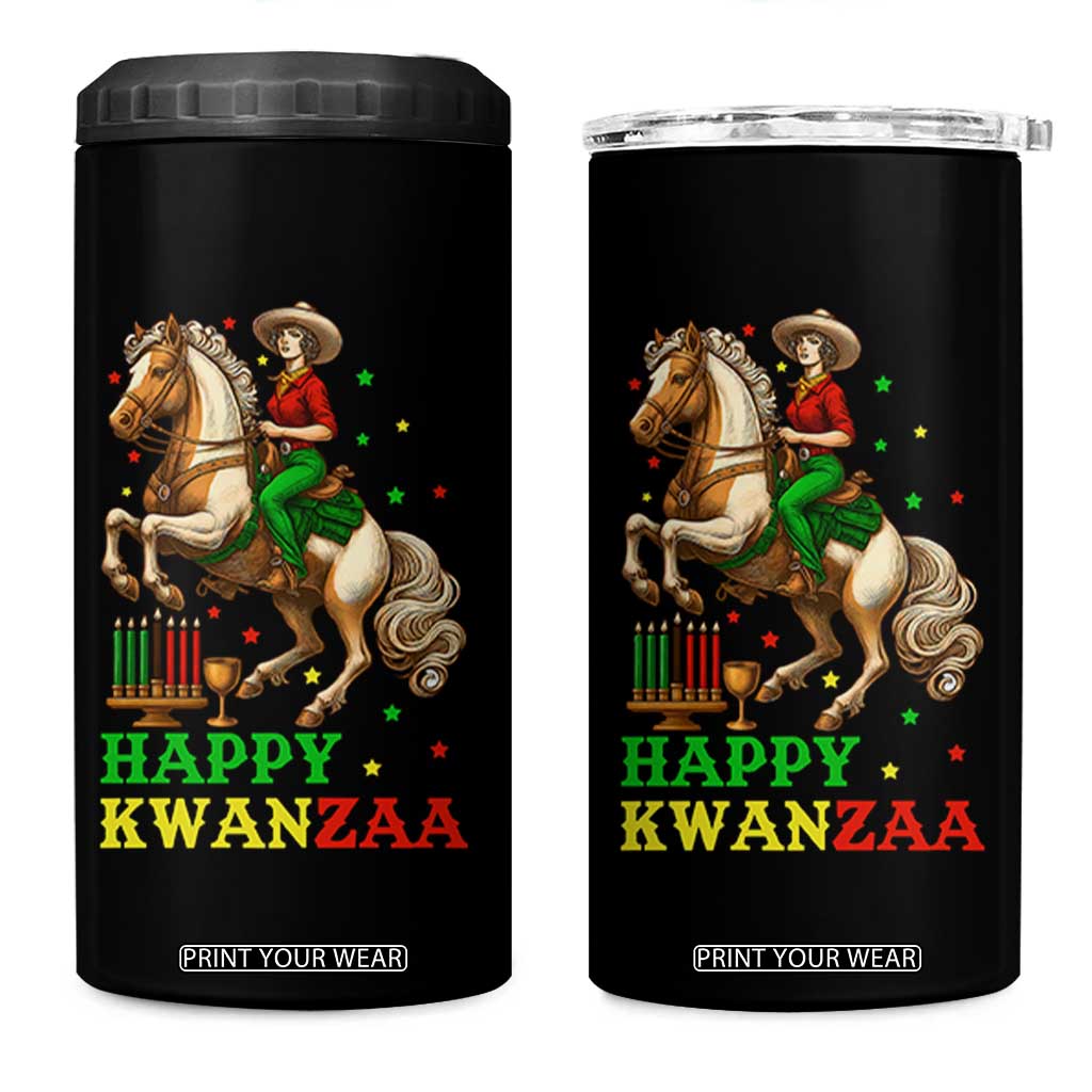 Happy Kwanzaa Cowgirl 4 in 1 Can Cooler Tumbler Funny African American Festival Gift - Print Your Wear