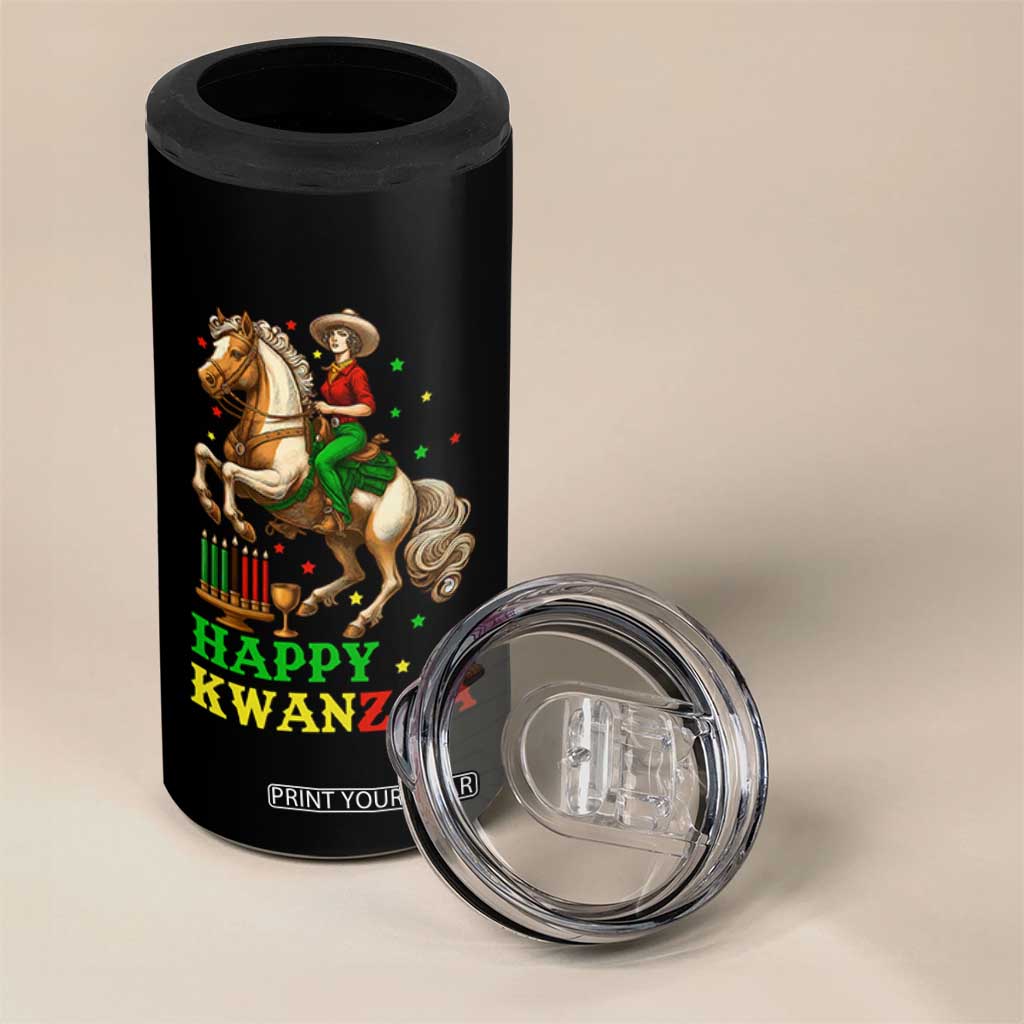 Happy Kwanzaa Cowgirl 4 in 1 Can Cooler Tumbler Funny African American Festival Gift - Print Your Wear