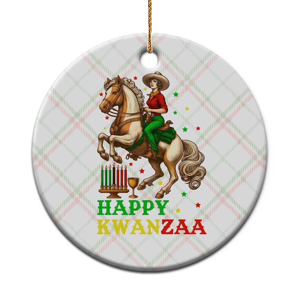 Happy Kwanzaa Cowgirl Ceramic Ornament Funny African American Festival Gift - Print Your Wear