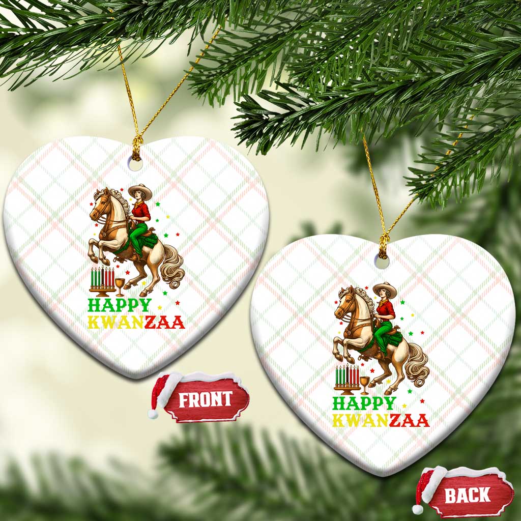 Happy Kwanzaa Cowgirl Ceramic Ornament Funny African American Festival Gift - Print Your Wear