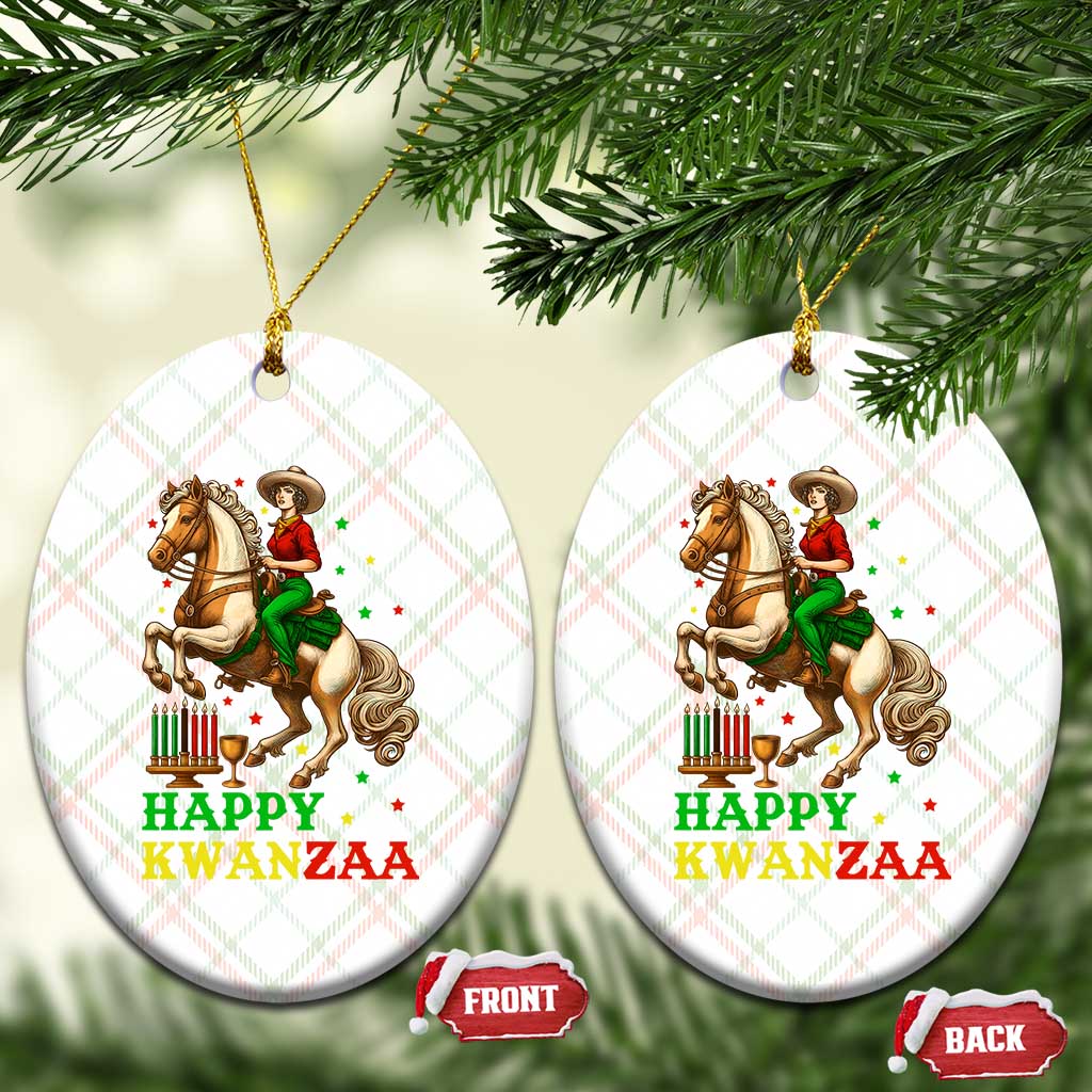 Happy Kwanzaa Cowgirl Ceramic Ornament Funny African American Festival Gift TS12 Print Your Wear