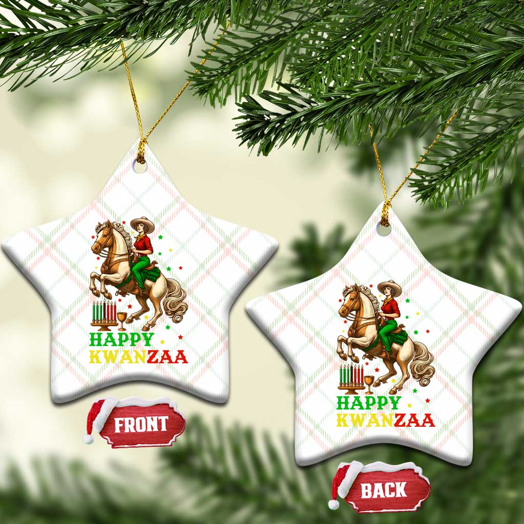 Happy Kwanzaa Cowgirl Ceramic Ornament Funny African American Festival Gift - Print Your Wear