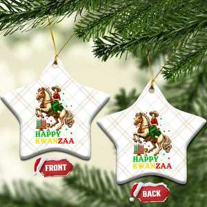 Happy Kwanzaa Cowgirl Ceramic Ornament Funny African American Festival Gift - Print Your Wear