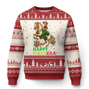 Happy Kwanzaa Cowgirl Ugly Christmas Sweater Funny African American Festival Gift TS12 Beige Red Print Your Wear