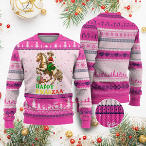 Happy Kwanzaa Cowgirl Ugly Christmas Sweater Funny African American Festival Gift - Print Your Wear