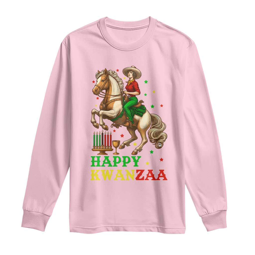Happy Kwanzaa Cowgirl Long Sleeve Shirt Funny African American Festival Gift TS12 Light Pink Print Your Wear