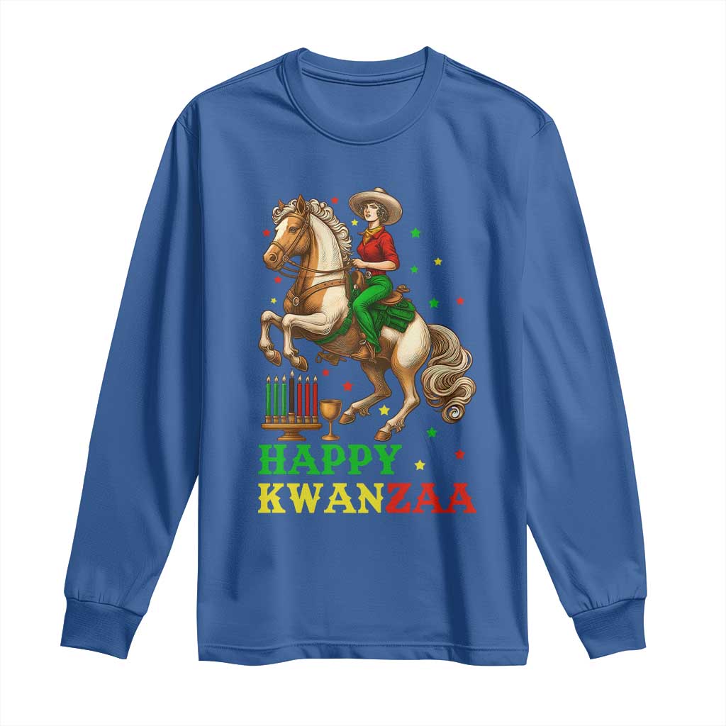 Happy Kwanzaa Cowgirl Long Sleeve Shirt Funny African American Festival Gift - Print Your Wear