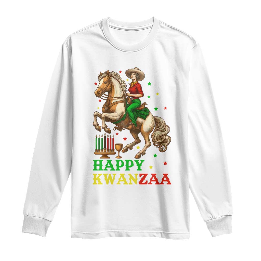 Happy Kwanzaa Cowgirl Long Sleeve Shirt Funny African American Festival Gift - Print Your Wear