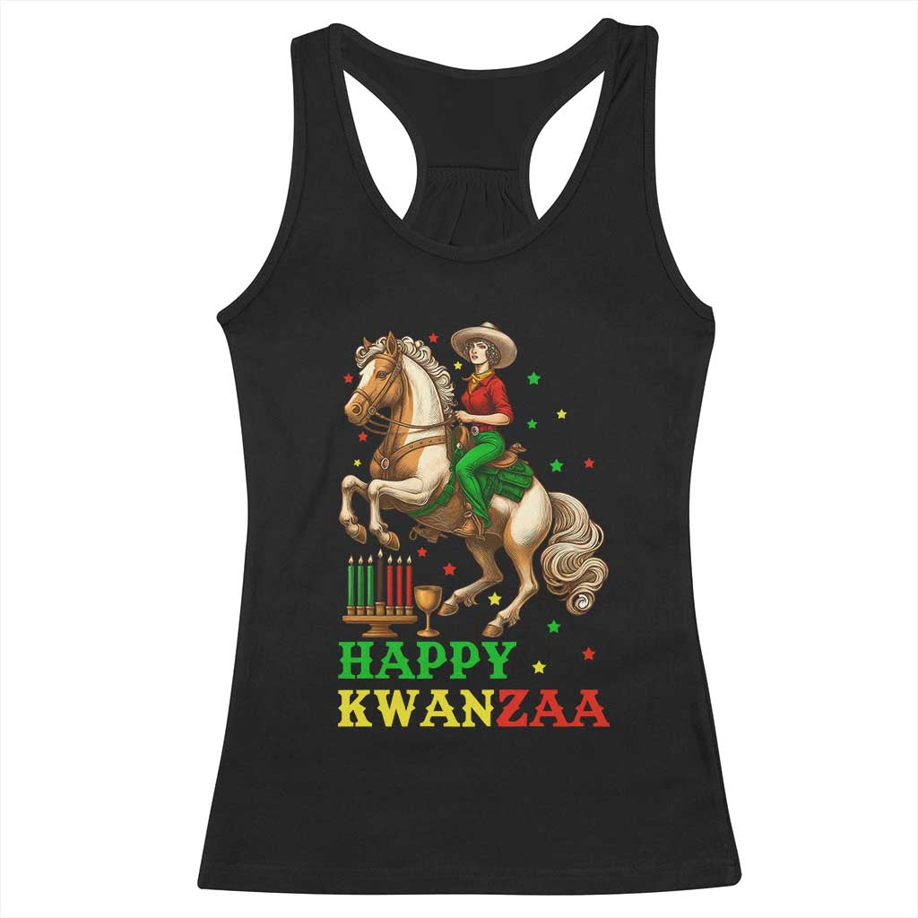 Happy Kwanzaa Cowgirl Racerback Tank Top Funny African American Festival Gift - Print Your Wear