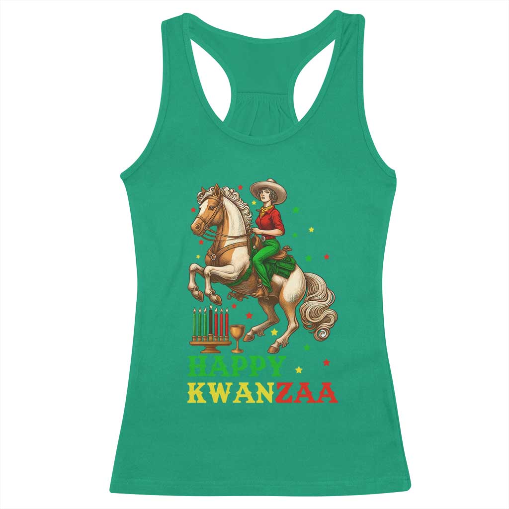 Happy Kwanzaa Cowgirl Racerback Tank Top Funny African American Festival Gift - Print Your Wear