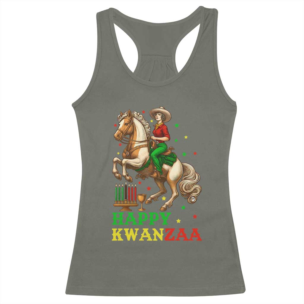Happy Kwanzaa Cowgirl Racerback Tank Top Funny African American Festival Gift TS12 Military Green Print Your Wear