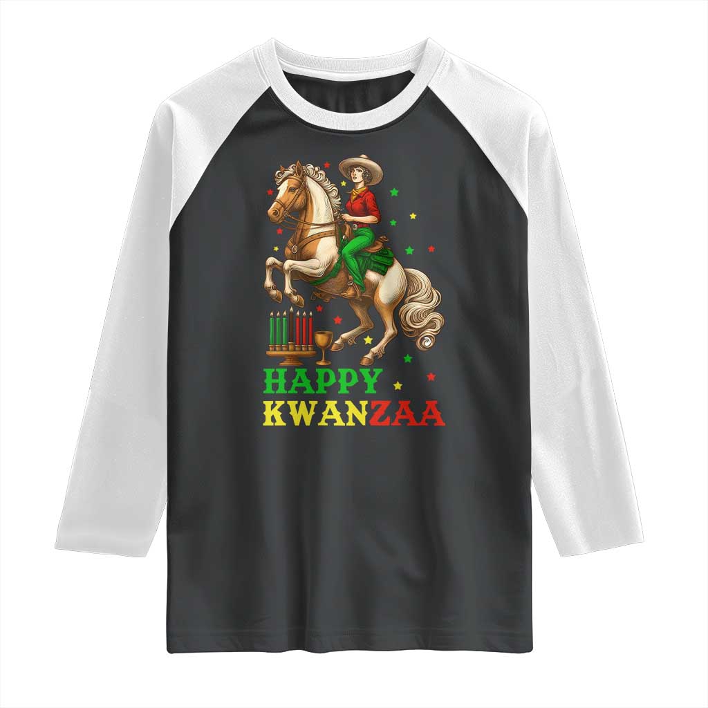 Happy Kwanzaa Cowgirl Raglan Shirt Funny African American Festival Gift - Print Your Wear