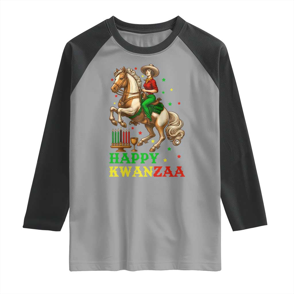 Happy Kwanzaa Cowgirl Raglan Shirt Funny African American Festival Gift - Print Your Wear