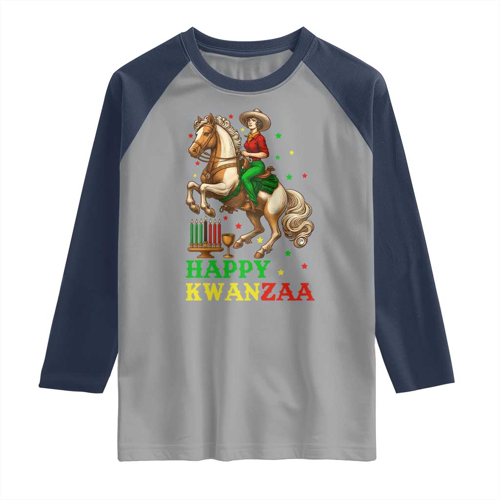 Happy Kwanzaa Cowgirl Raglan Shirt Funny African American Festival Gift - Print Your Wear