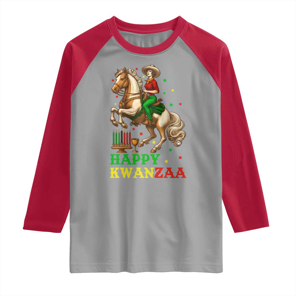 Happy Kwanzaa Cowgirl Raglan Shirt Funny African American Festival Gift TS12 Sport Gray Red Print Your Wear