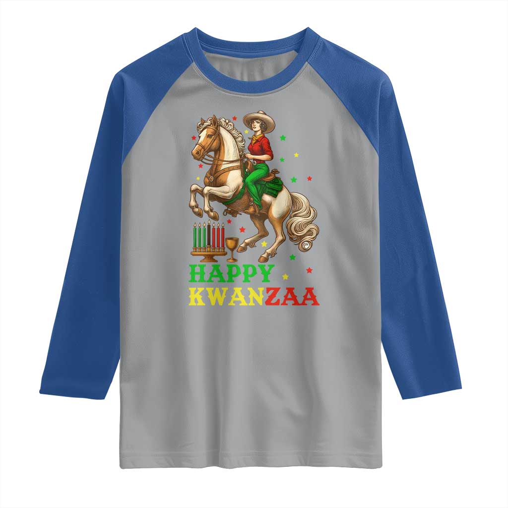 Happy Kwanzaa Cowgirl Raglan Shirt Funny African American Festival Gift - Print Your Wear
