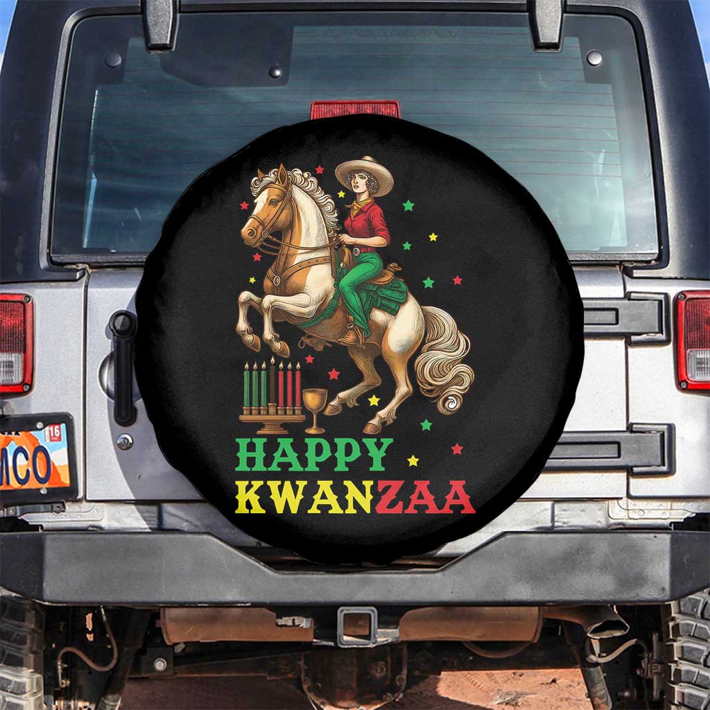 Happy Kwanzaa Cowgirl Spare Tire Cover Funny African American Festival Gift TS12 No hole Black Print Your Wear
