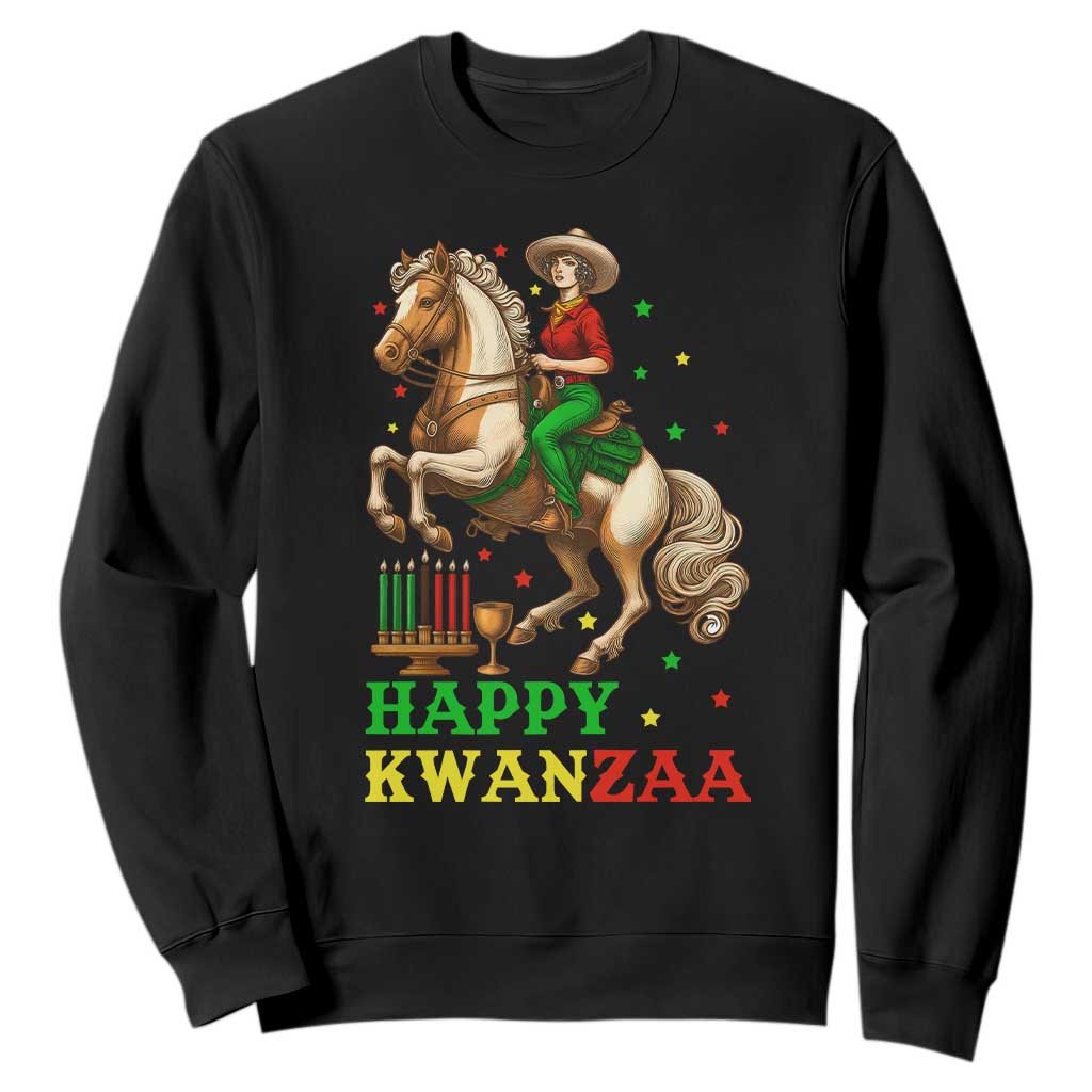 Happy Kwanzaa Cowgirl Sweatshirt Funny African American Festival Gift TS12 Black Print Your Wear